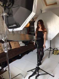 Behind the scenes shot of Interfit S1 lights and softboxes